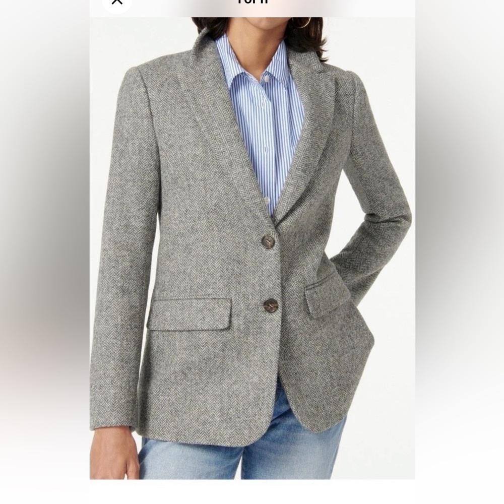 J.Crew Sommerset blazer in graphite English wool herringbone 100% Wool Women 12